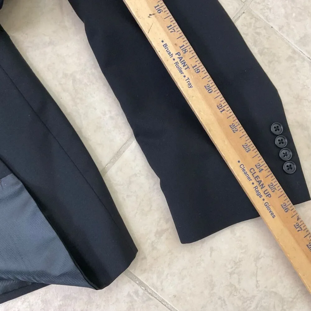 Gianco Polo  Blazer Mens 48L Super 140s Wool Suit Jacket Only Black 3 Button